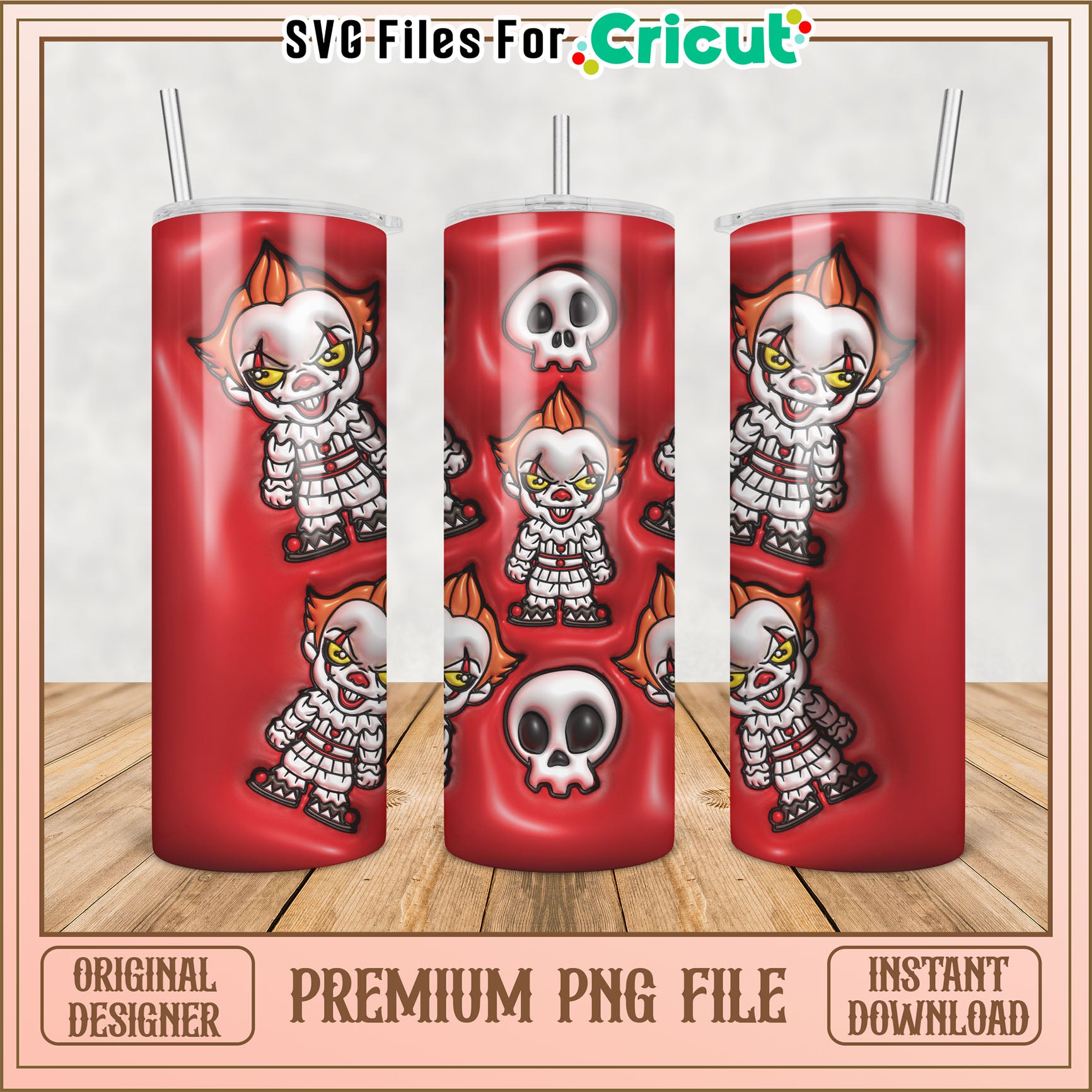 Pennywise Chibi Tumbler PNG Design