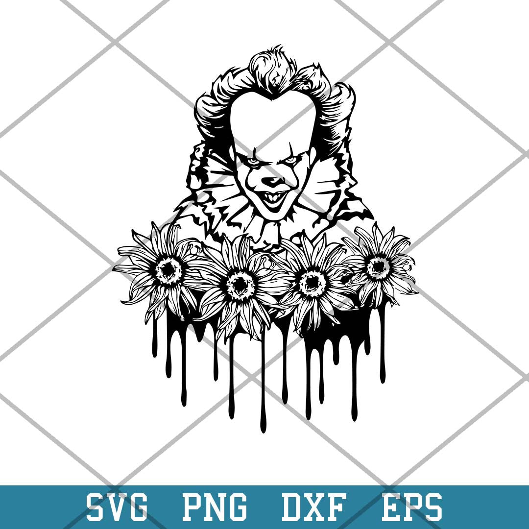 Pennywise Flower Svg, Horror Characters Svg-Svgfilesforcricut