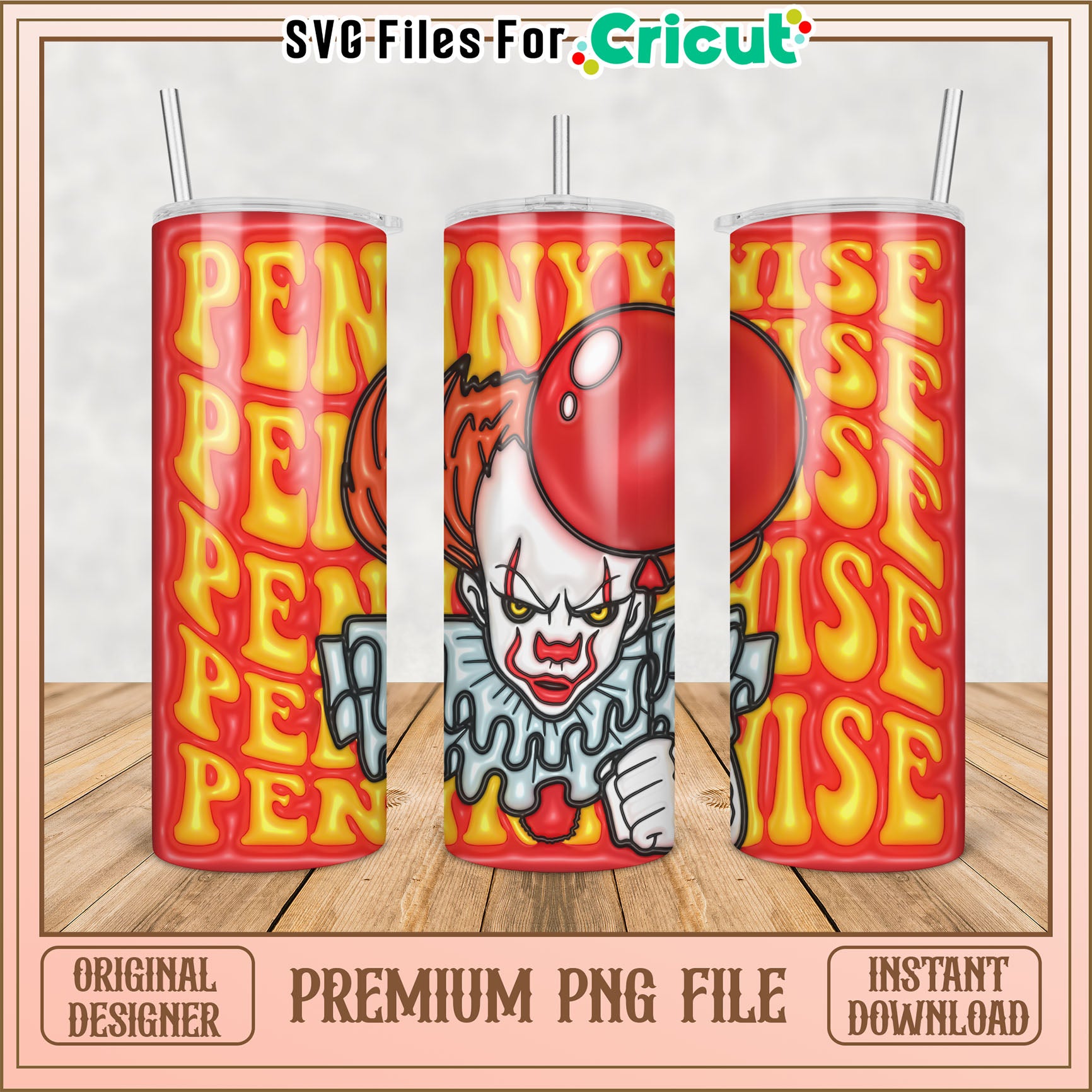 Pennywise PNG Sublimation Tumbler Design