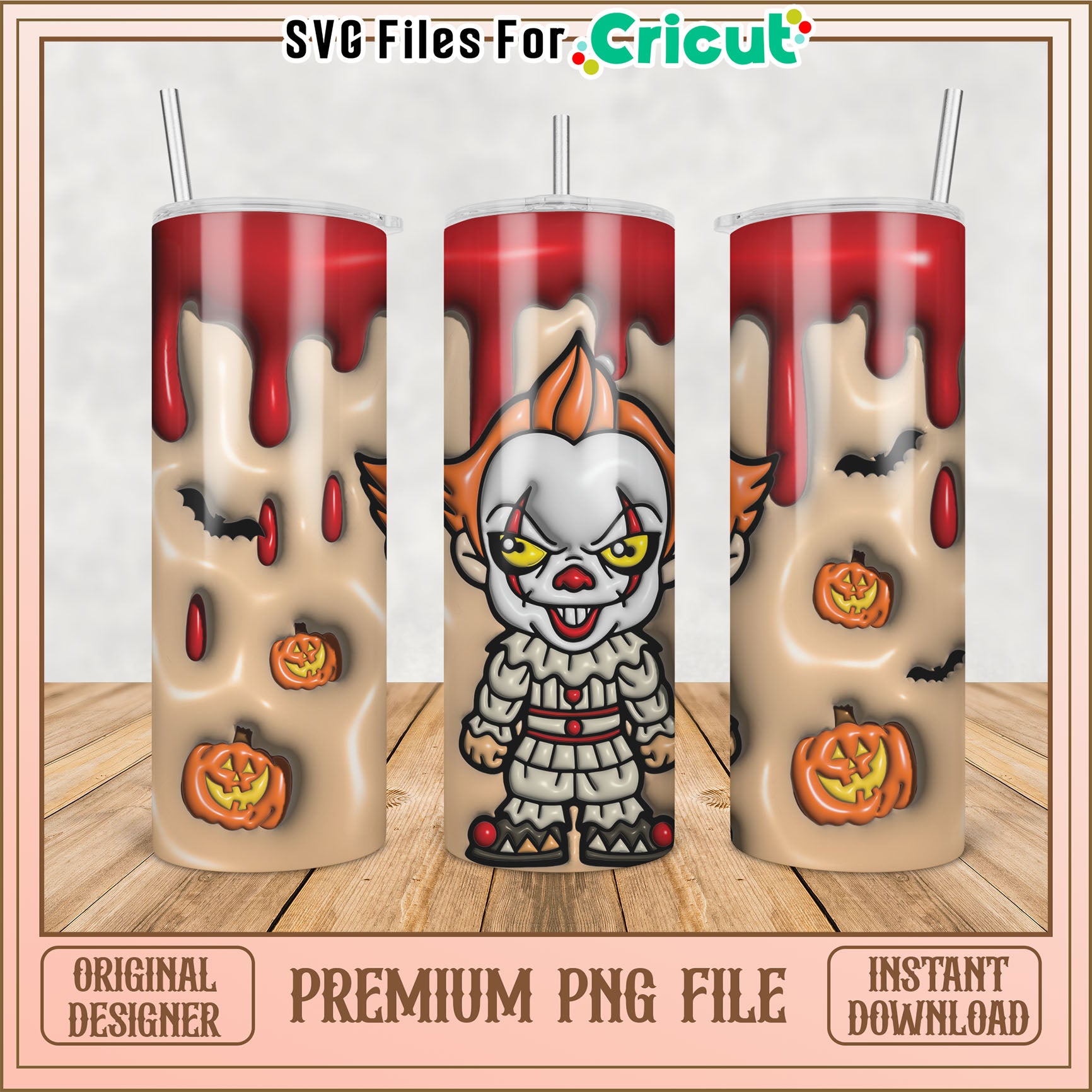 Pennywise Tumbler PNG Sublimation Design