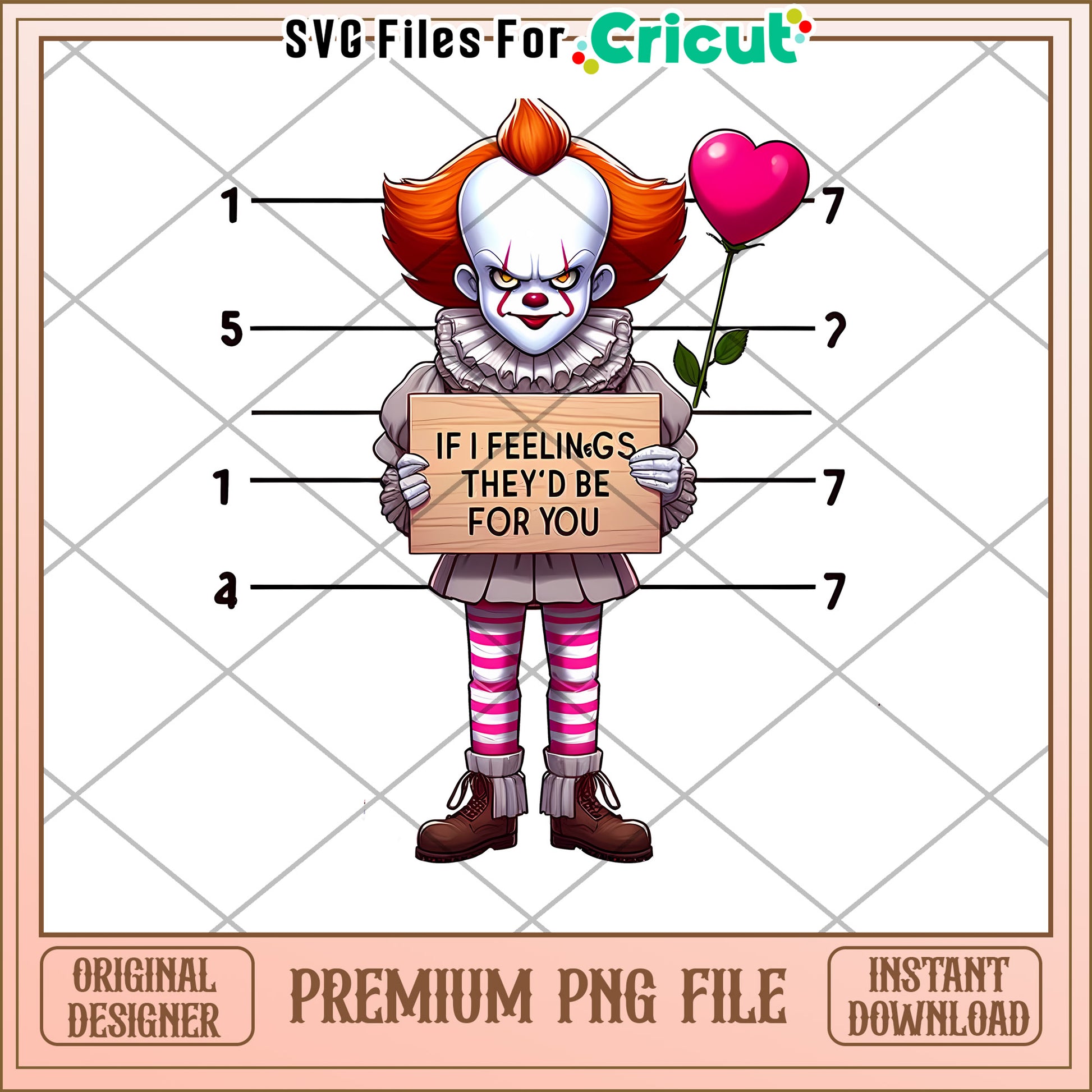 Pennywise Valentines PNG Cricut