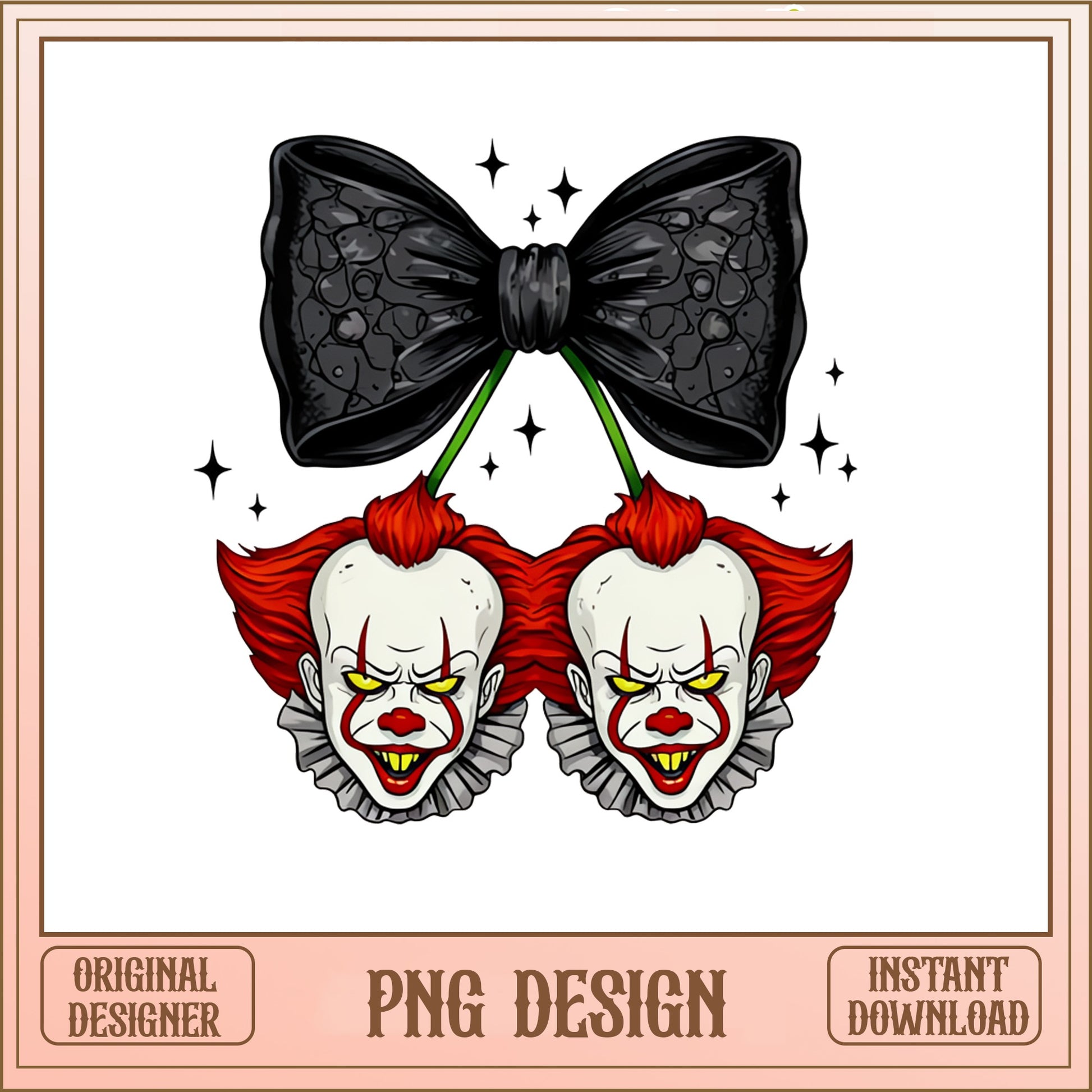 Pennywise Cherry Bow PNG, IT Clown Halloween PNG, Horror PNG