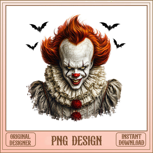 Pennywise Horror Clown PNG, Halloween PNG, Scary Clown PNG