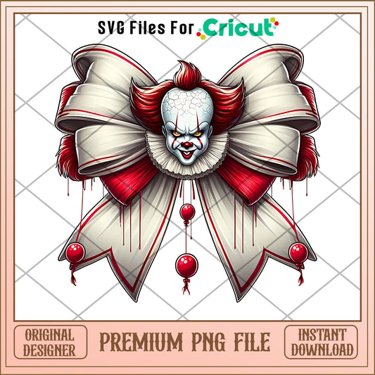 Pennywise character bow png, character png, halloween png