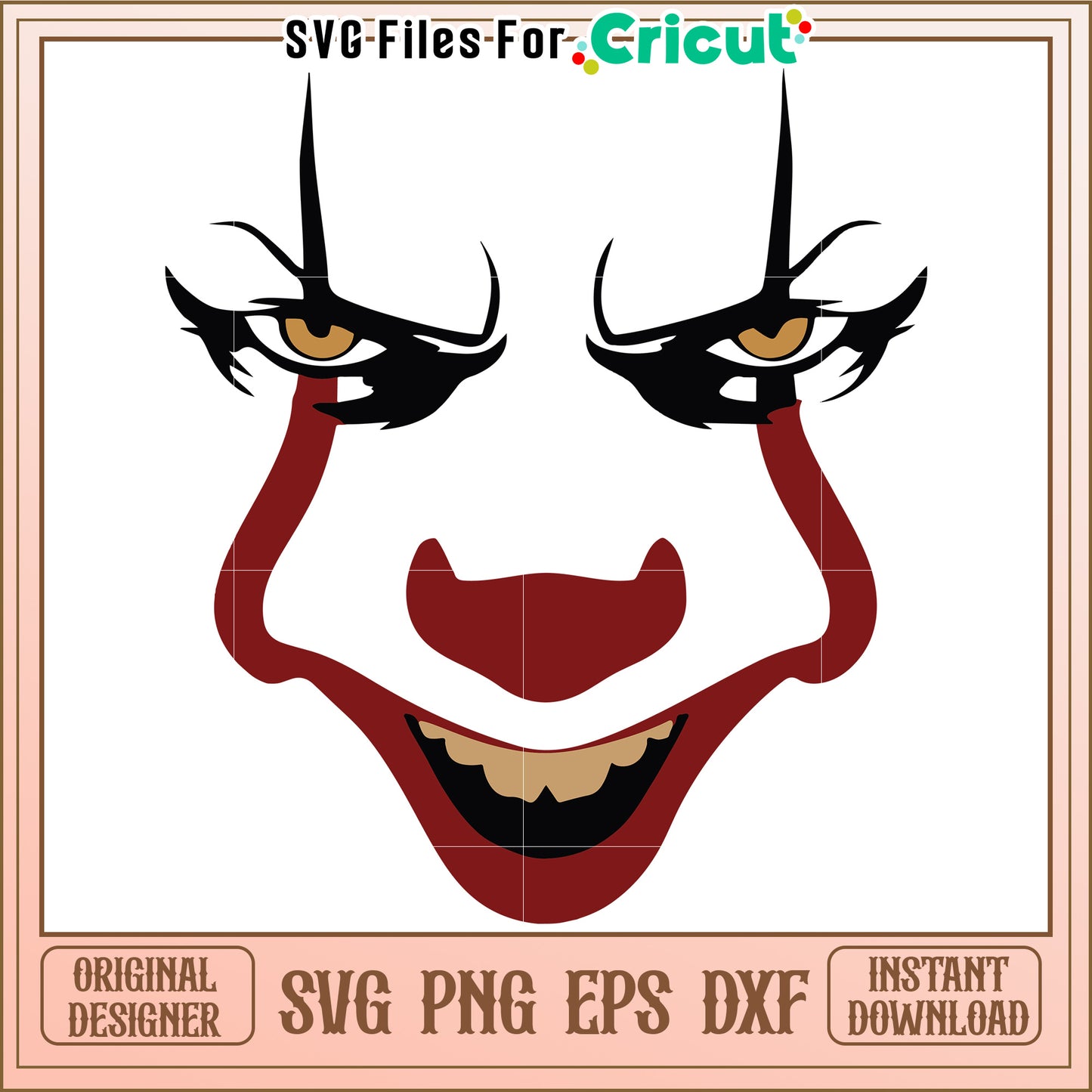 Pennywise face svg, halloween movies svg, halloween toys svg