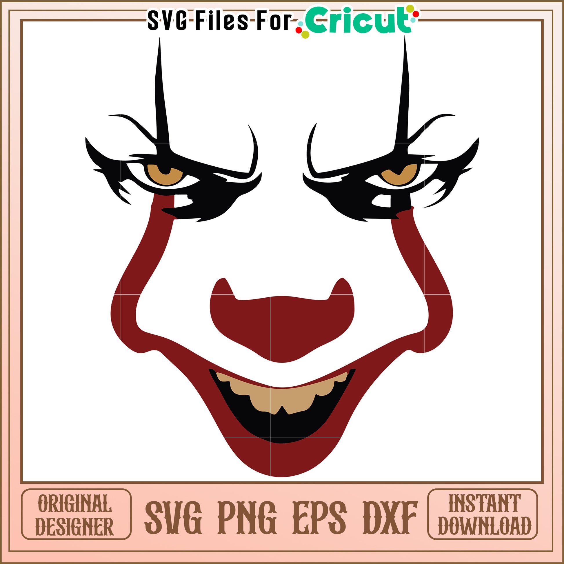 Pennywise face svg, halloween movies svg, halloween toys svg