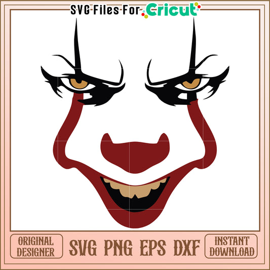 Pennywise face svg, halloween movies svg, halloween toys svg