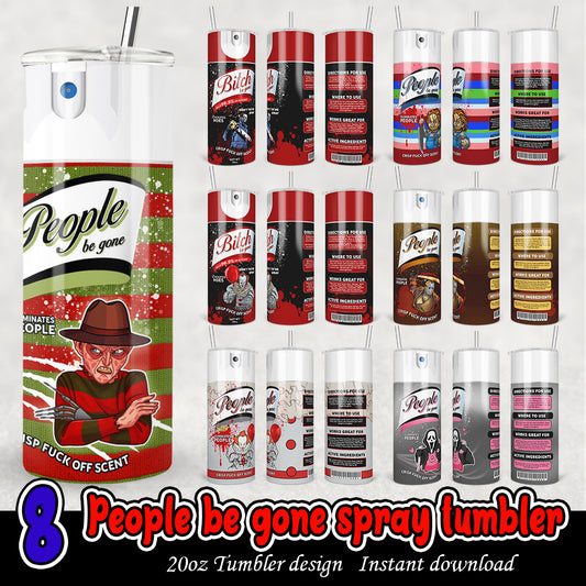 Horror characters People Be Gone Spray Tumbler Bundle, Be gone tumbler wrap