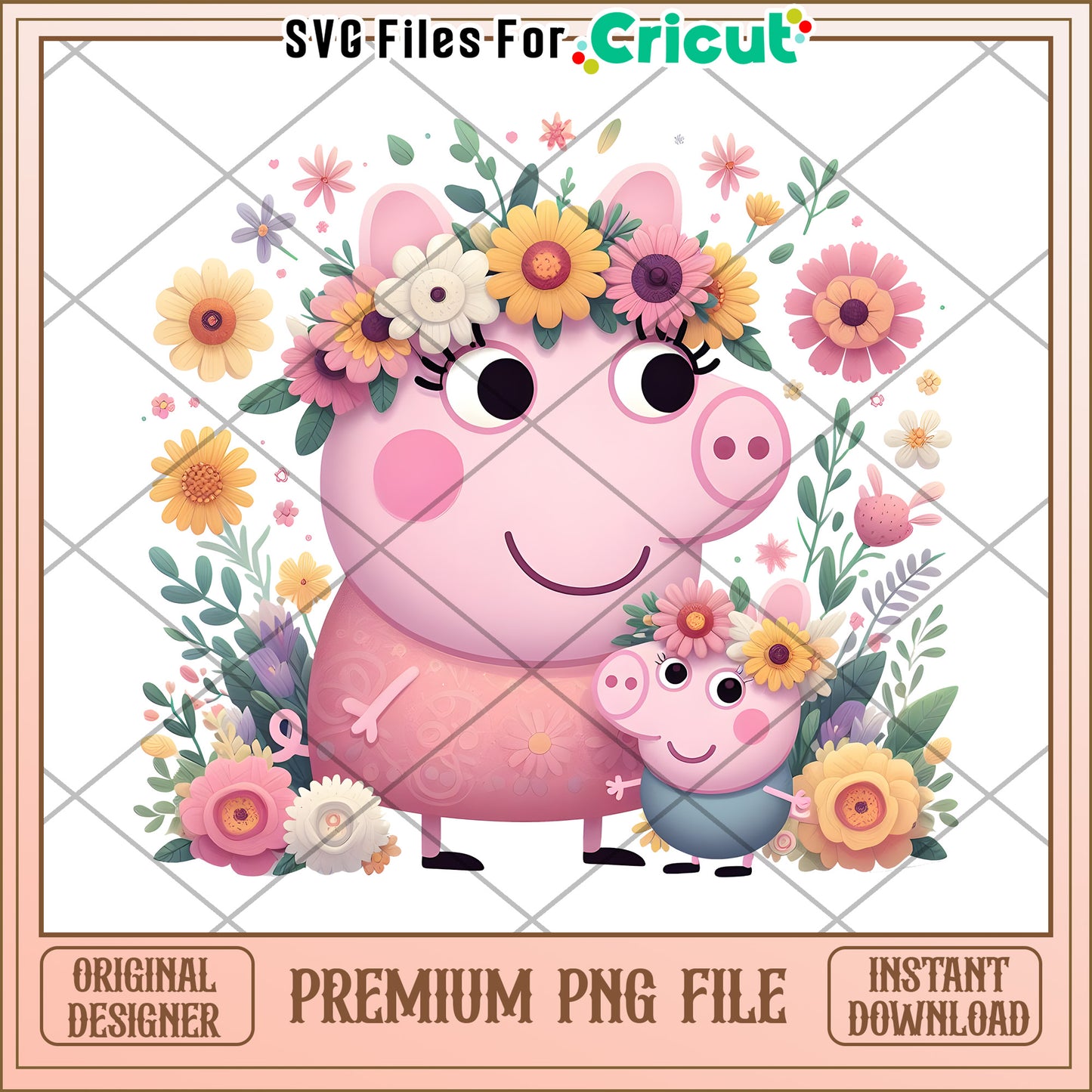 Peppa Pig Floral PNG Instant Download