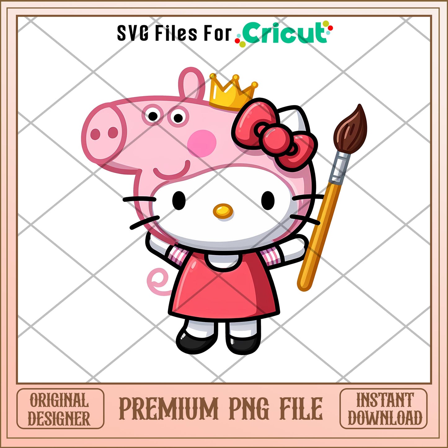 Peppa Pig Hello Kitty png, peppa pig png, digital download
