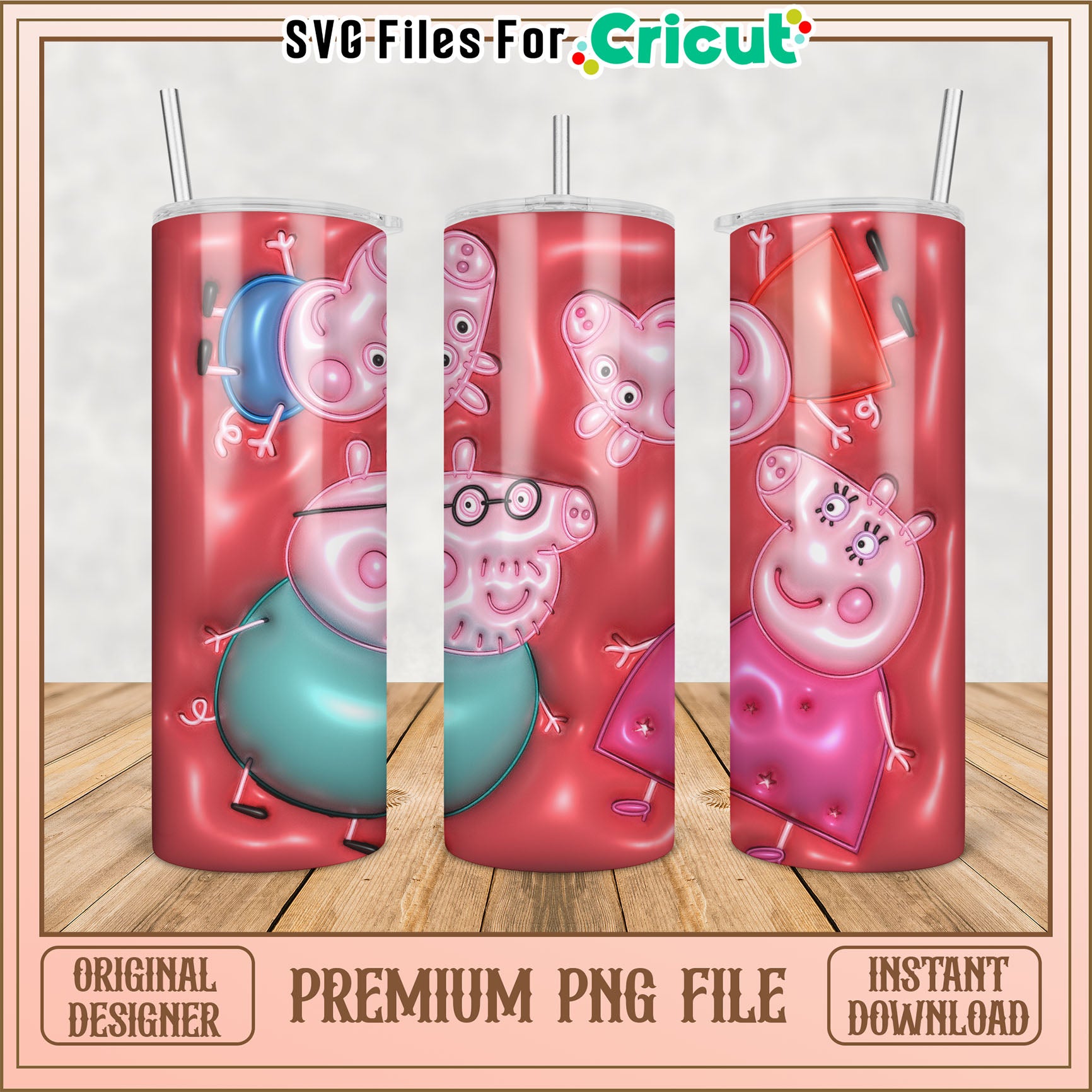 Peppa Pig Tumbler PNG Sublimation Design