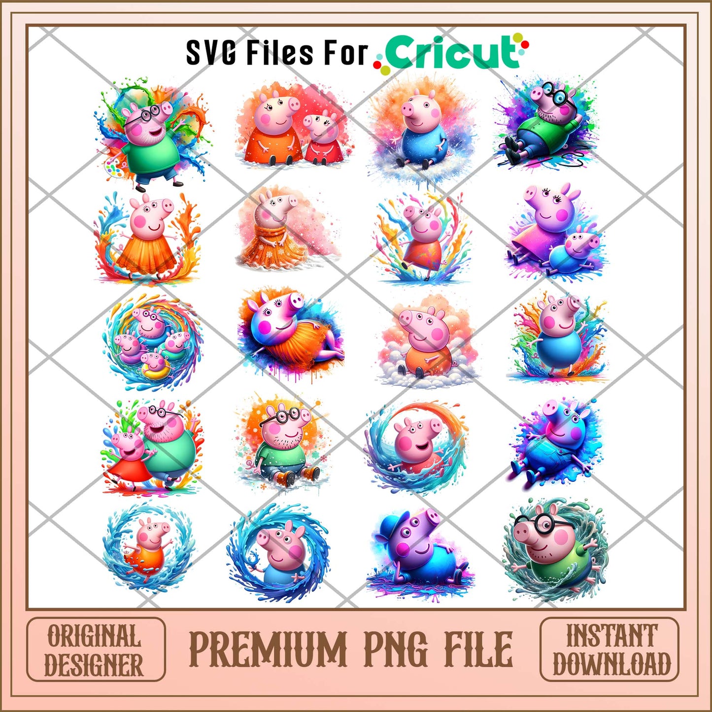 Peppa Pig Chibi png bundle, Peppa Pig cartoon cute bundle