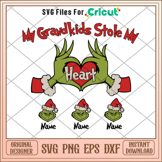 Personalized Grinchmas Family My Kid Stole My Heart SVG grinch hand svg