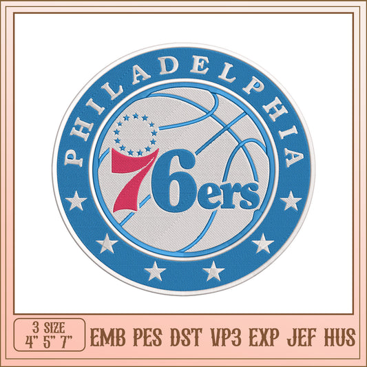 Philadelphia 76ers Embroidery Design