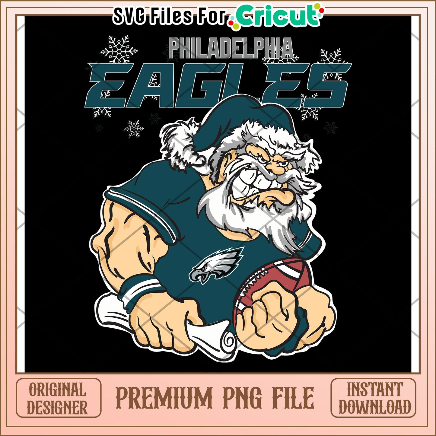 Philadelphia Eagles Santa PNG file, perfect for Christmas crafts