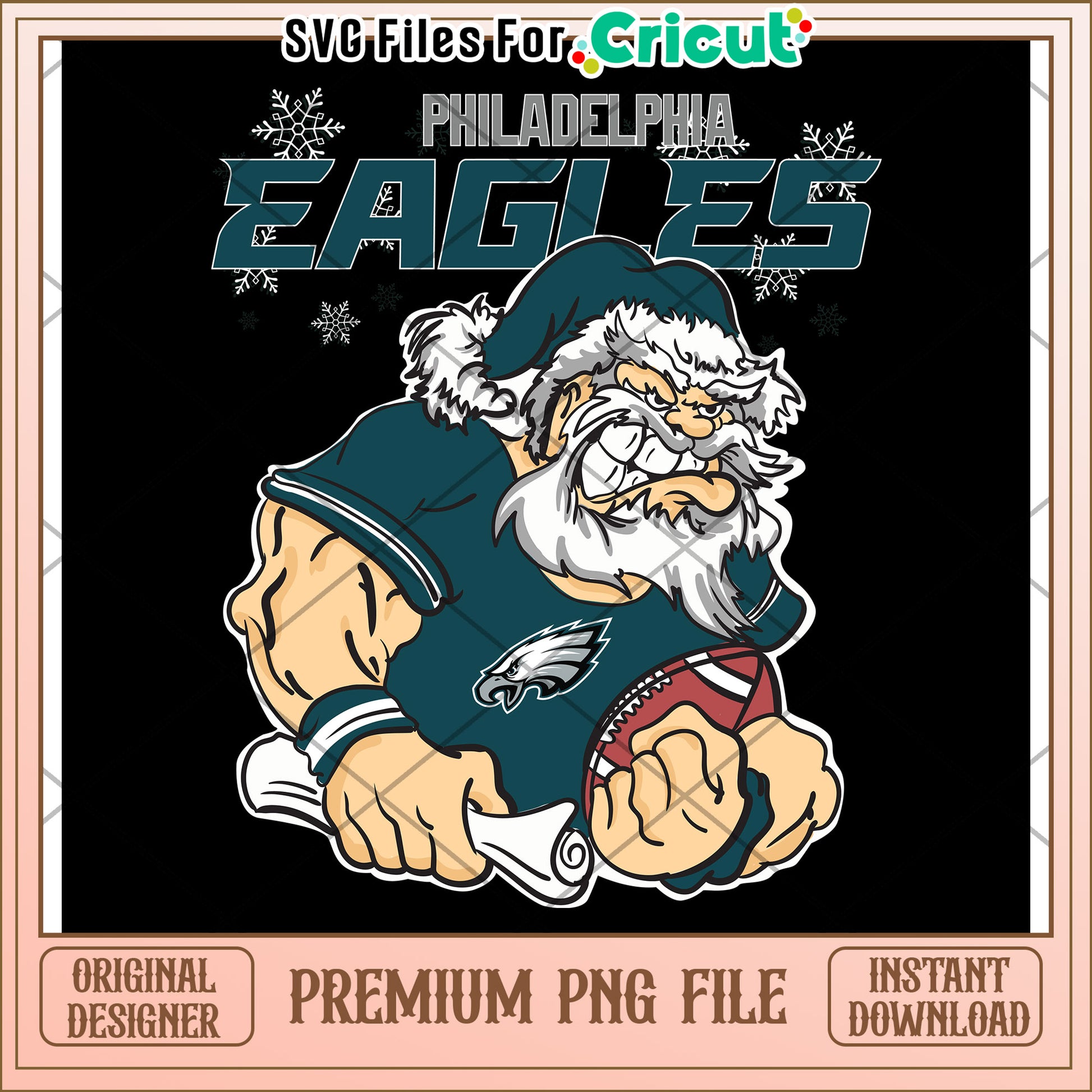 Philadelphia Eagles Santa PNG file, perfect for Christmas crafts