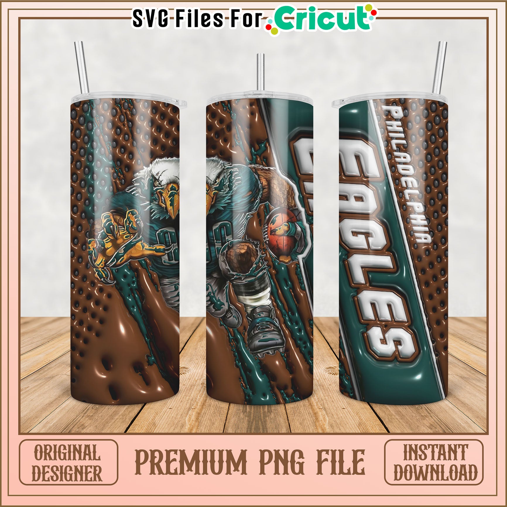 Philadelphia Eagles Tumbler Design for Cricut PNG Download