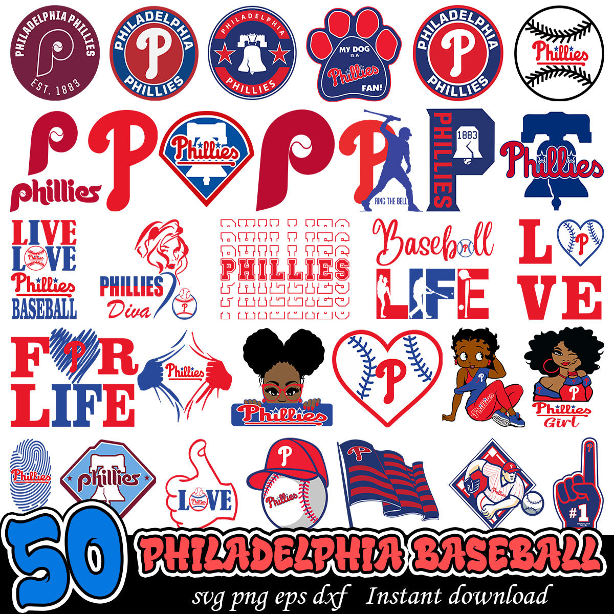 Philadelphia Phillies svg, Philadelphia Phillies baseball bundle