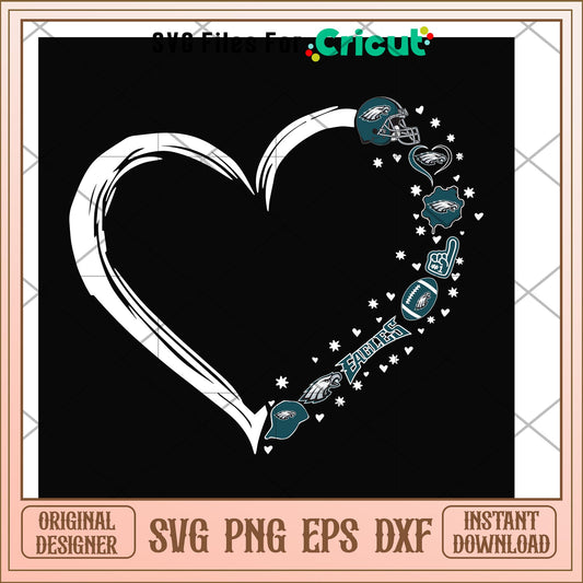 Philadelphia Eagles heart heart shape svg, Eagles svg, new nfl svg