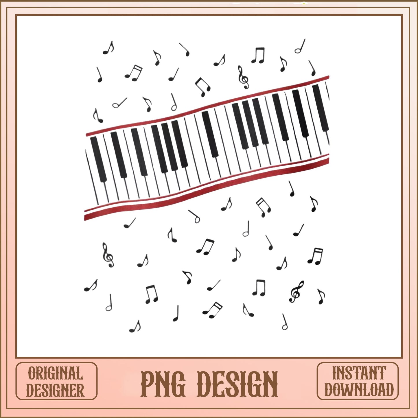 Piano Keys Music Notes PNG, Pianist Gift Sublimation, Music PNG
