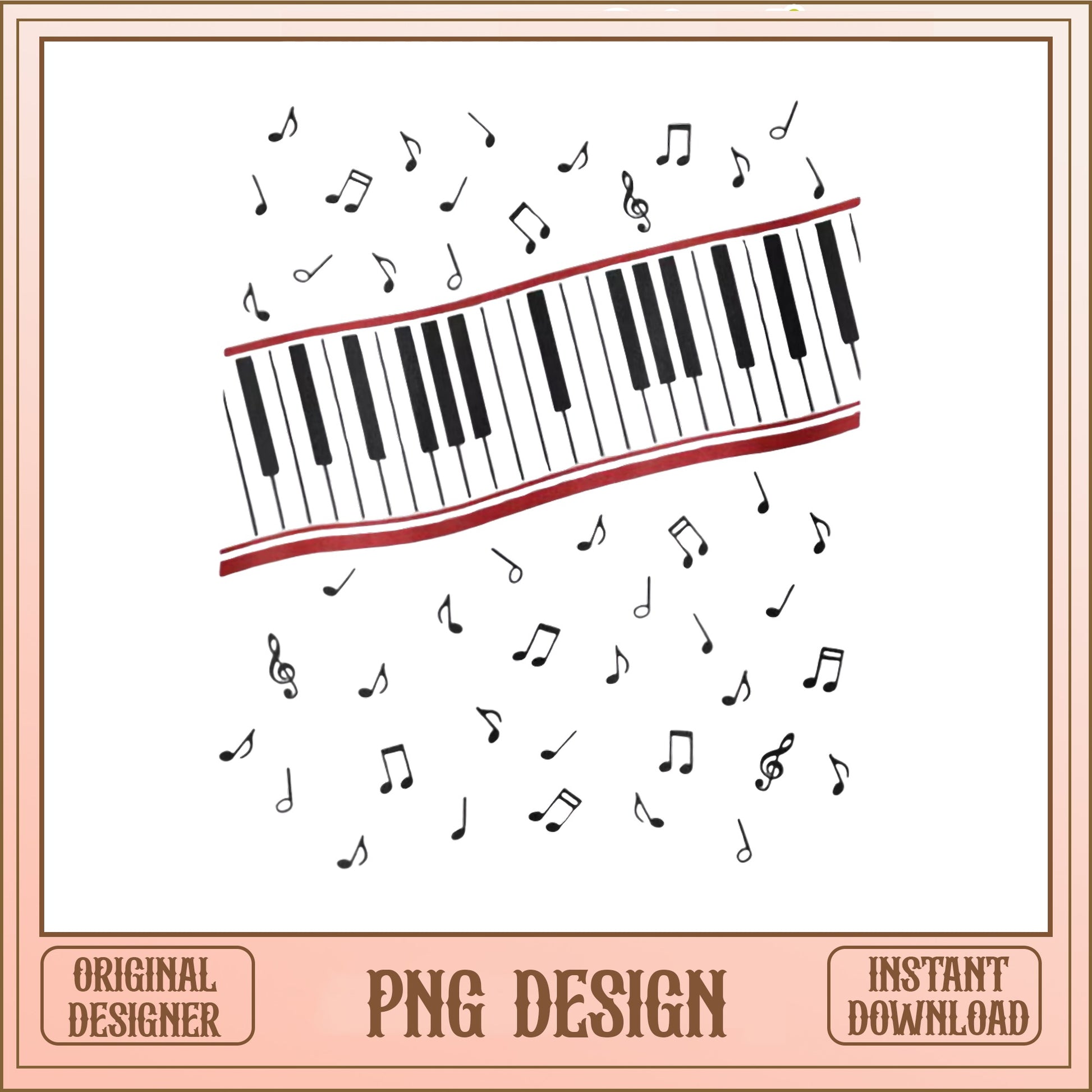 Piano Keys Music Notes PNG, Pianist Gift Sublimation, Music PNG