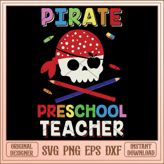 Piate preschool teacher svg, Halloween characters svg, digital download