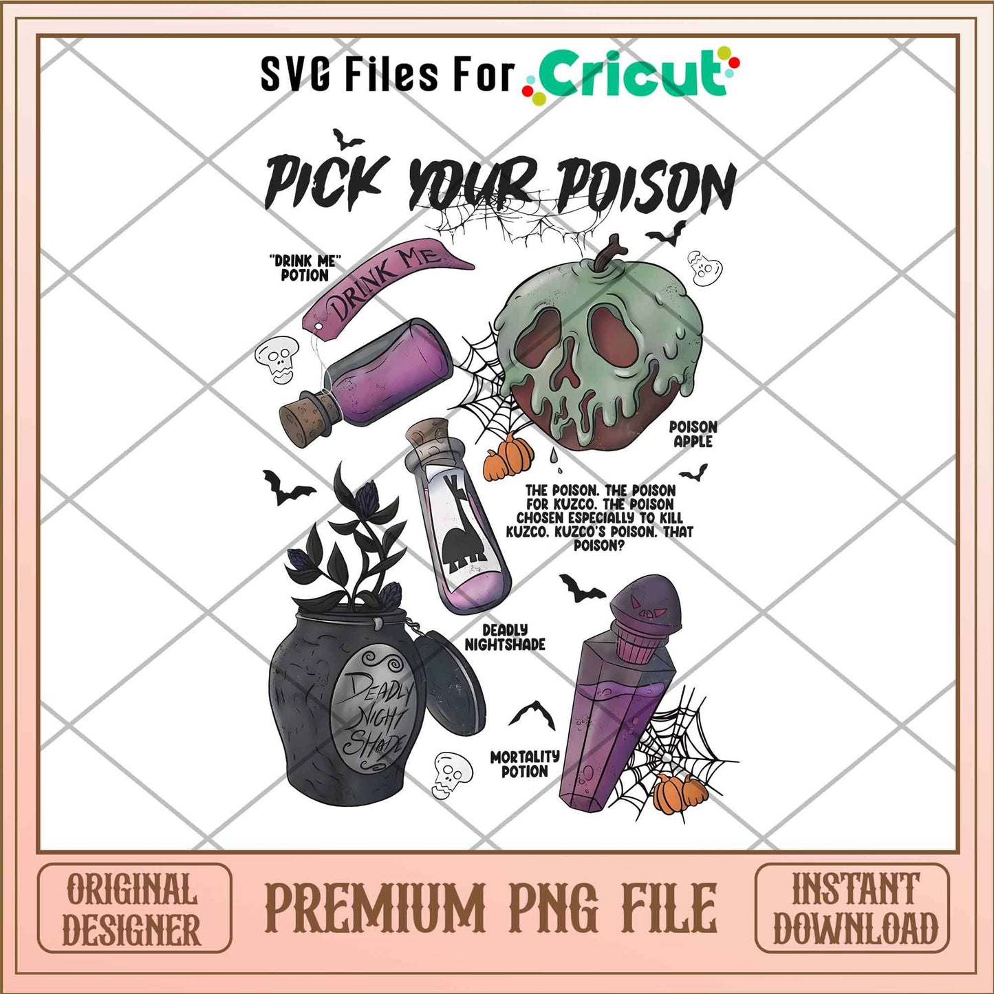 Pick Your Poison Halloween png, Nightmare Before Christmas characters png,  Digital Download