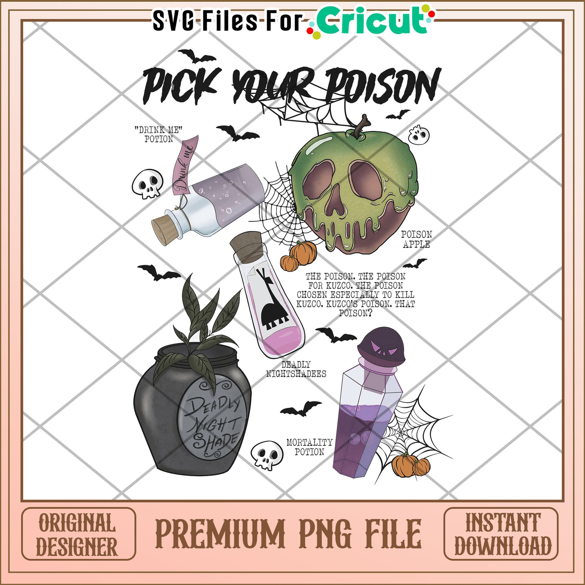 Pick your poison png, halloween costumes​ png, halloween desigin png