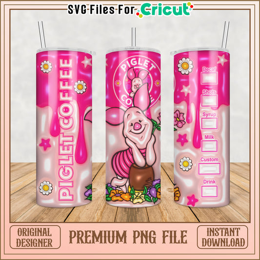 Piglet Coffee Tumbler PNG File for Cricut Crafting Projects