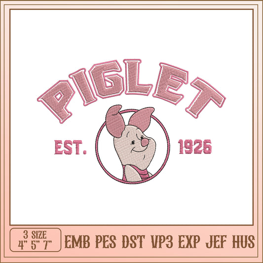 Piglet Embroidery Design 4x7 Inch