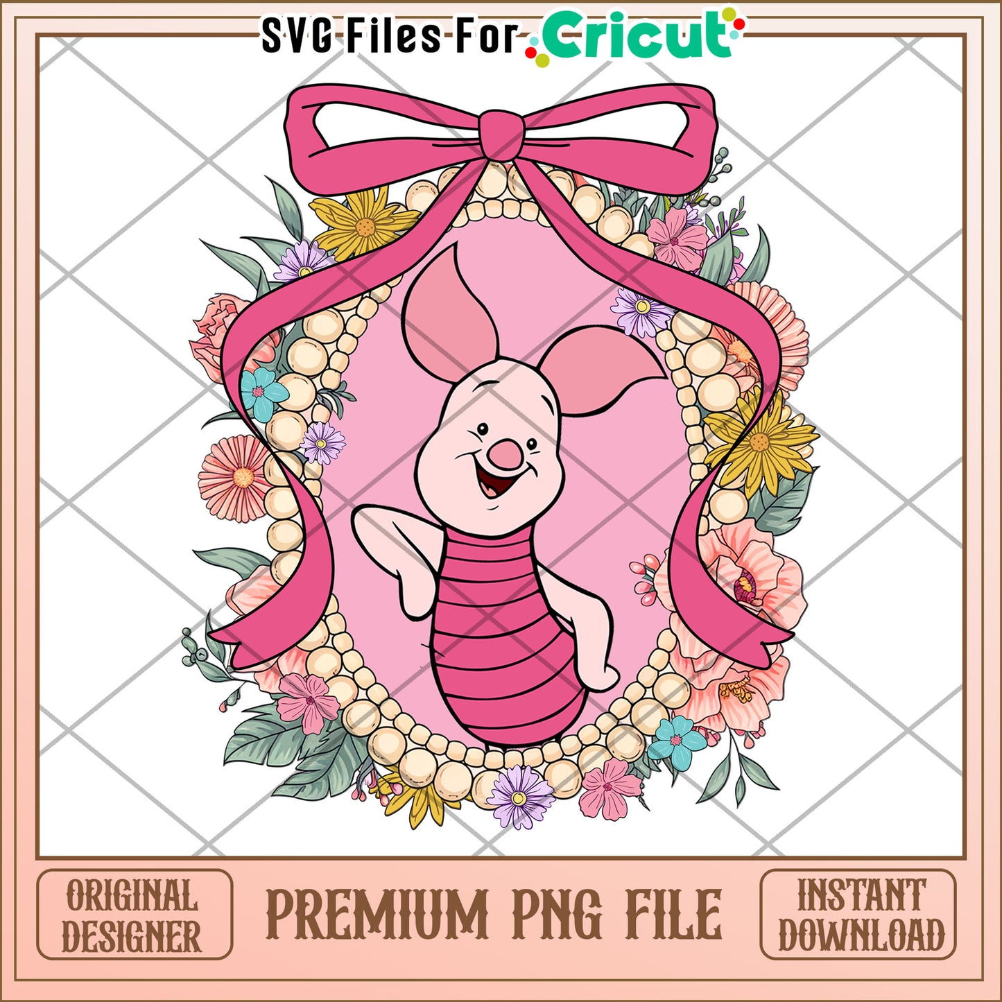 Piglet Floral PNG Sublimation Design