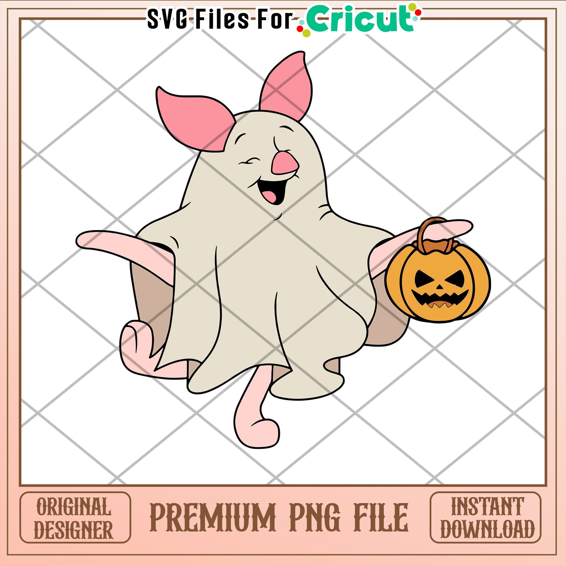 Piglet Ghost Halloween PNG Cricut