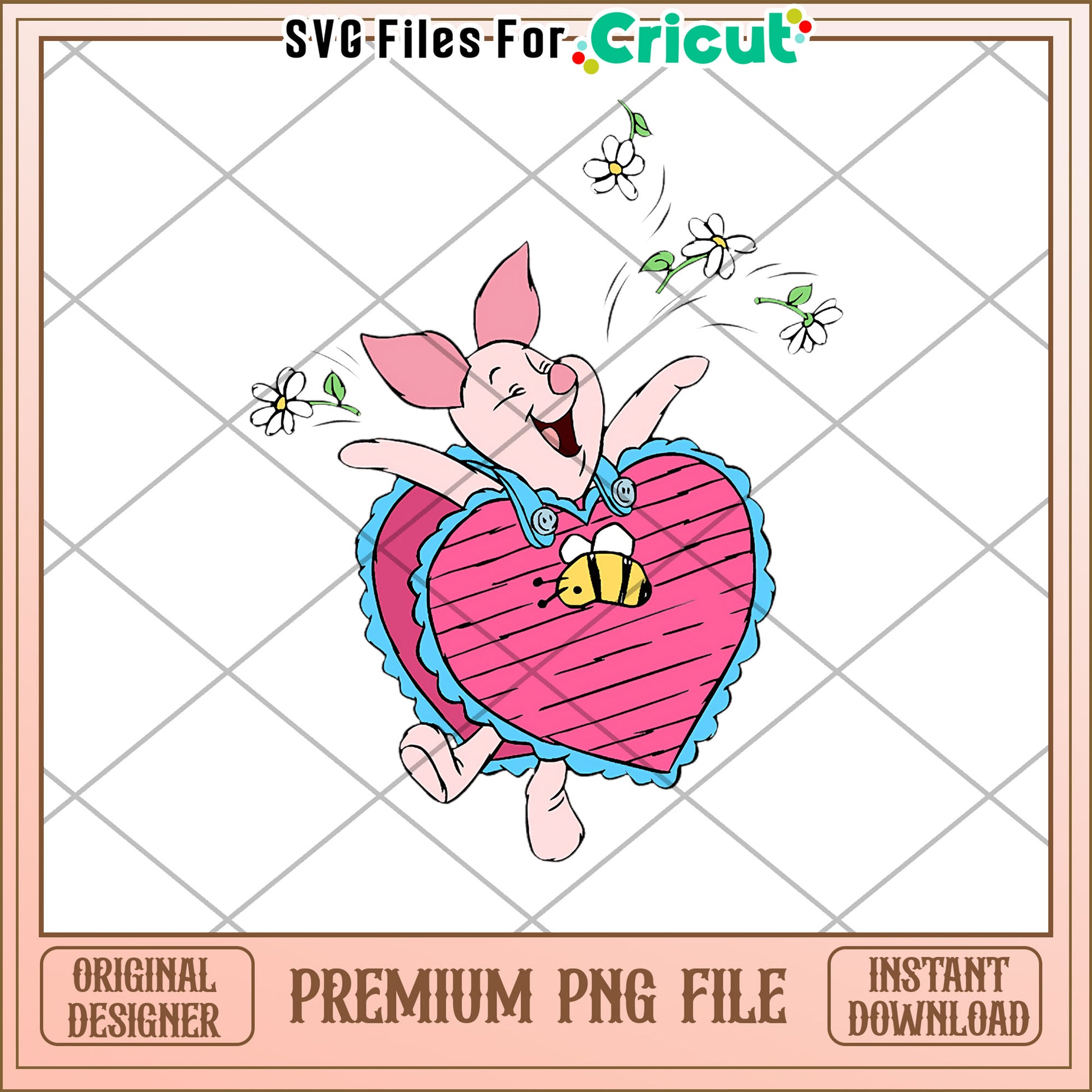 Piglet Heart PNG Cricut File