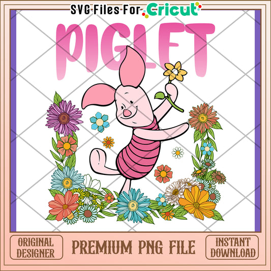 Piglet PNG Floral Design Download