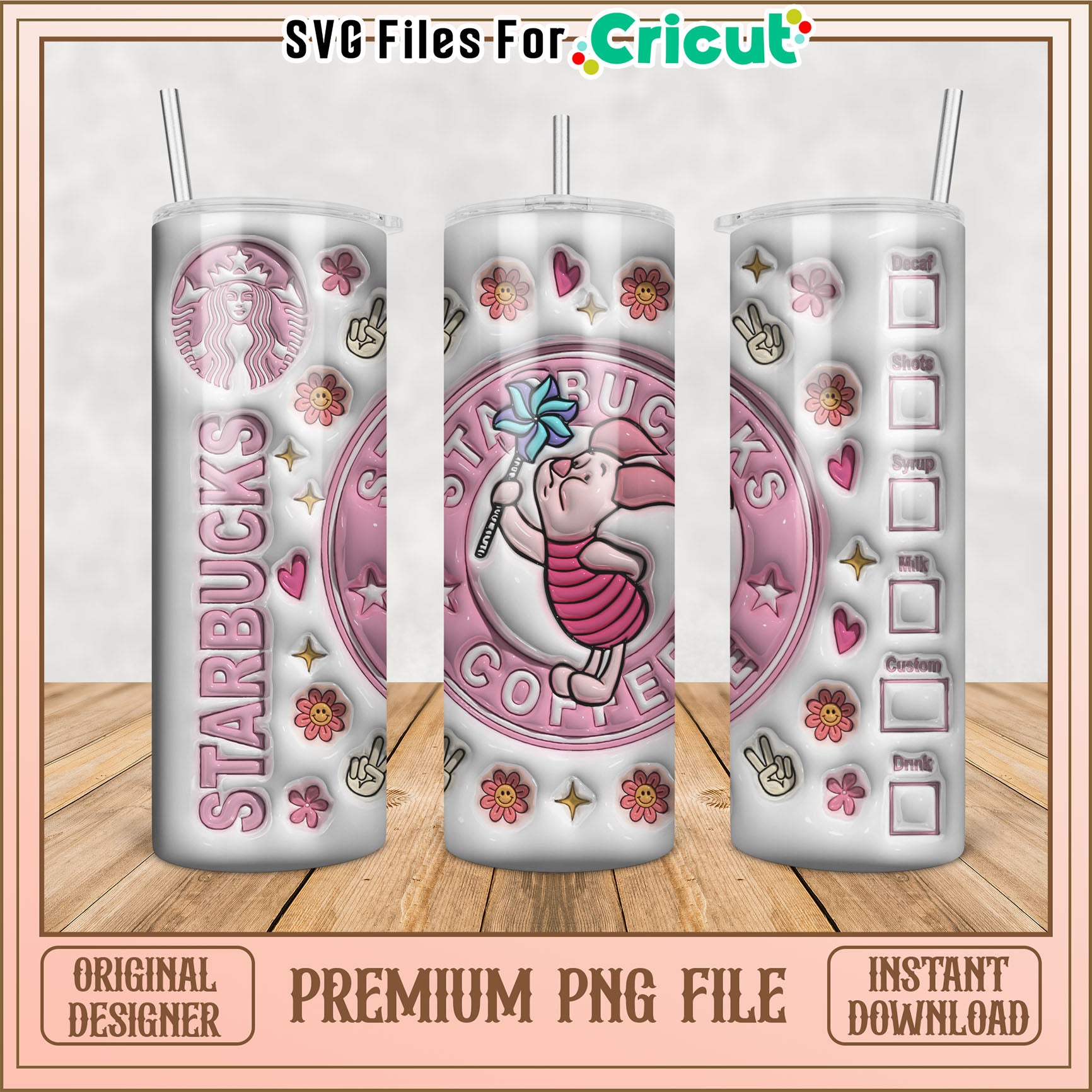 Piglet Starbucks Tumbler PNG
