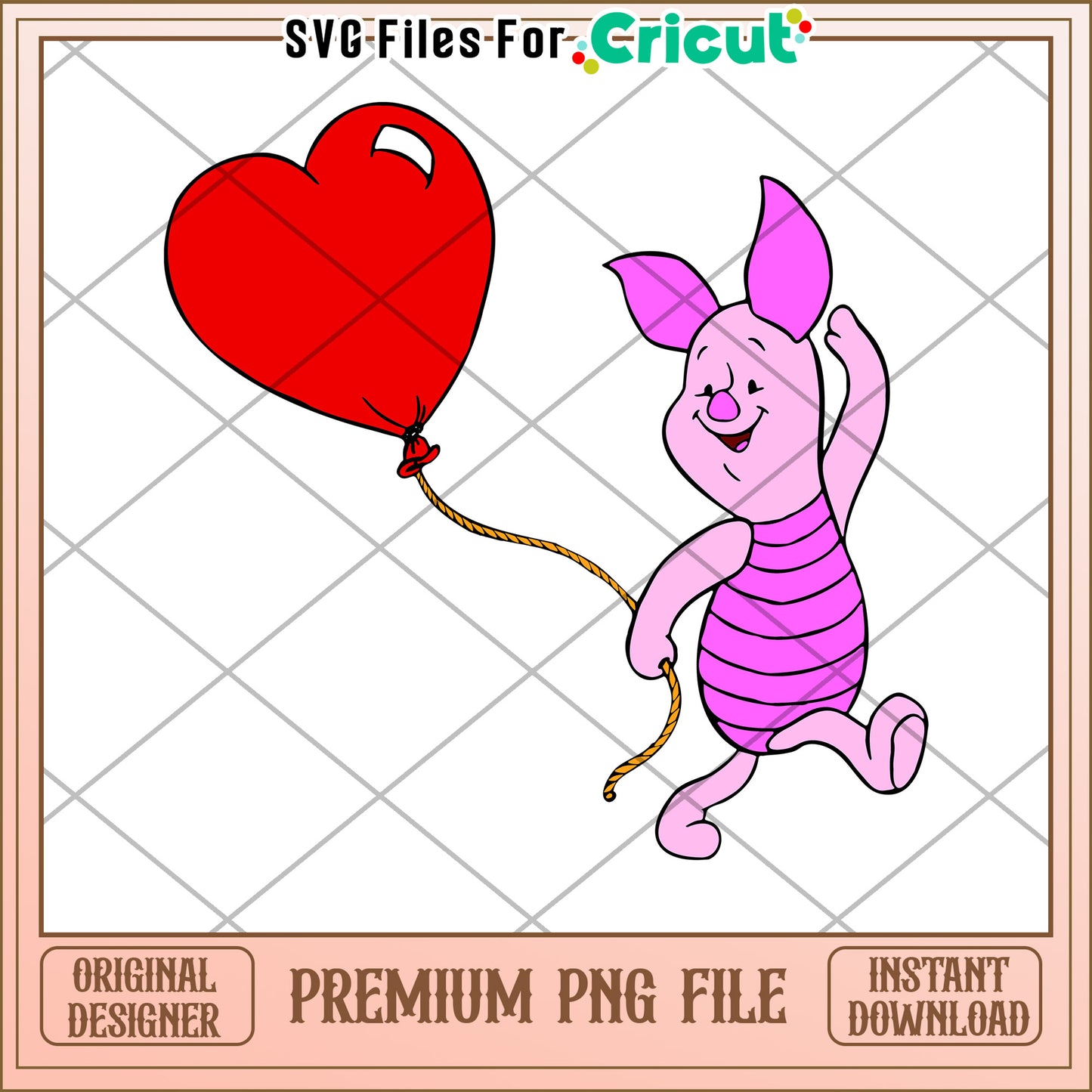 Piglet Valentine PNG Cricut File