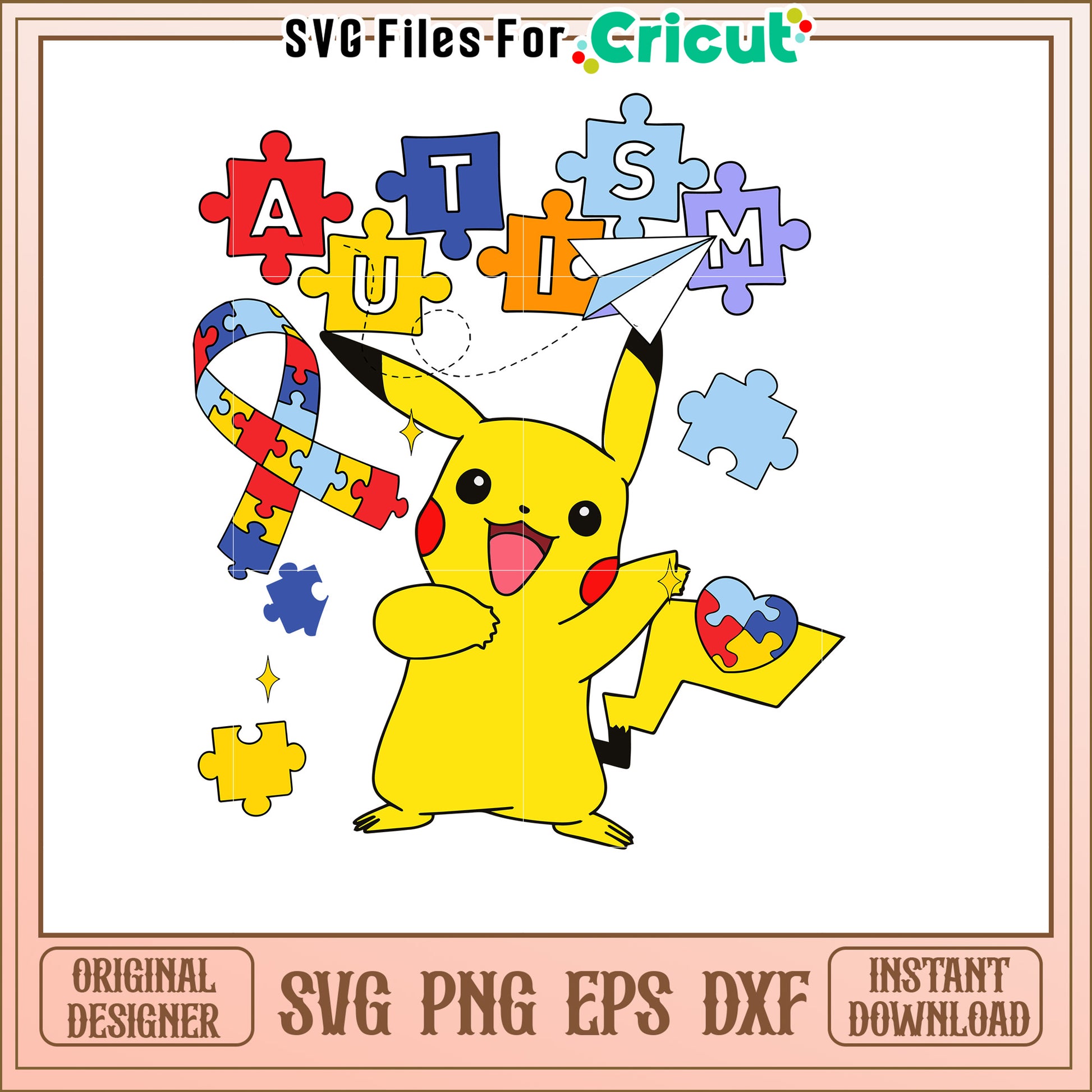 Pikachu Autism Awareness SVG