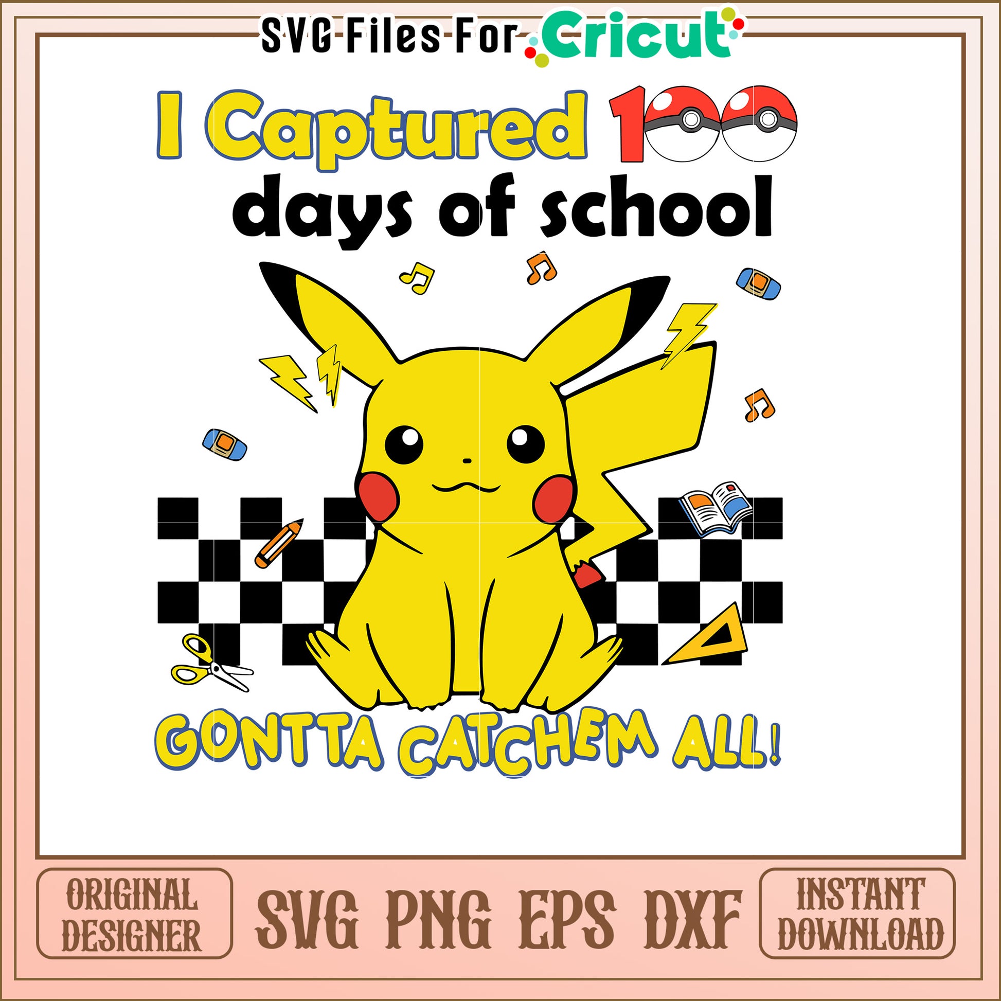 Pikachu Caught 100 Pokemon SVG