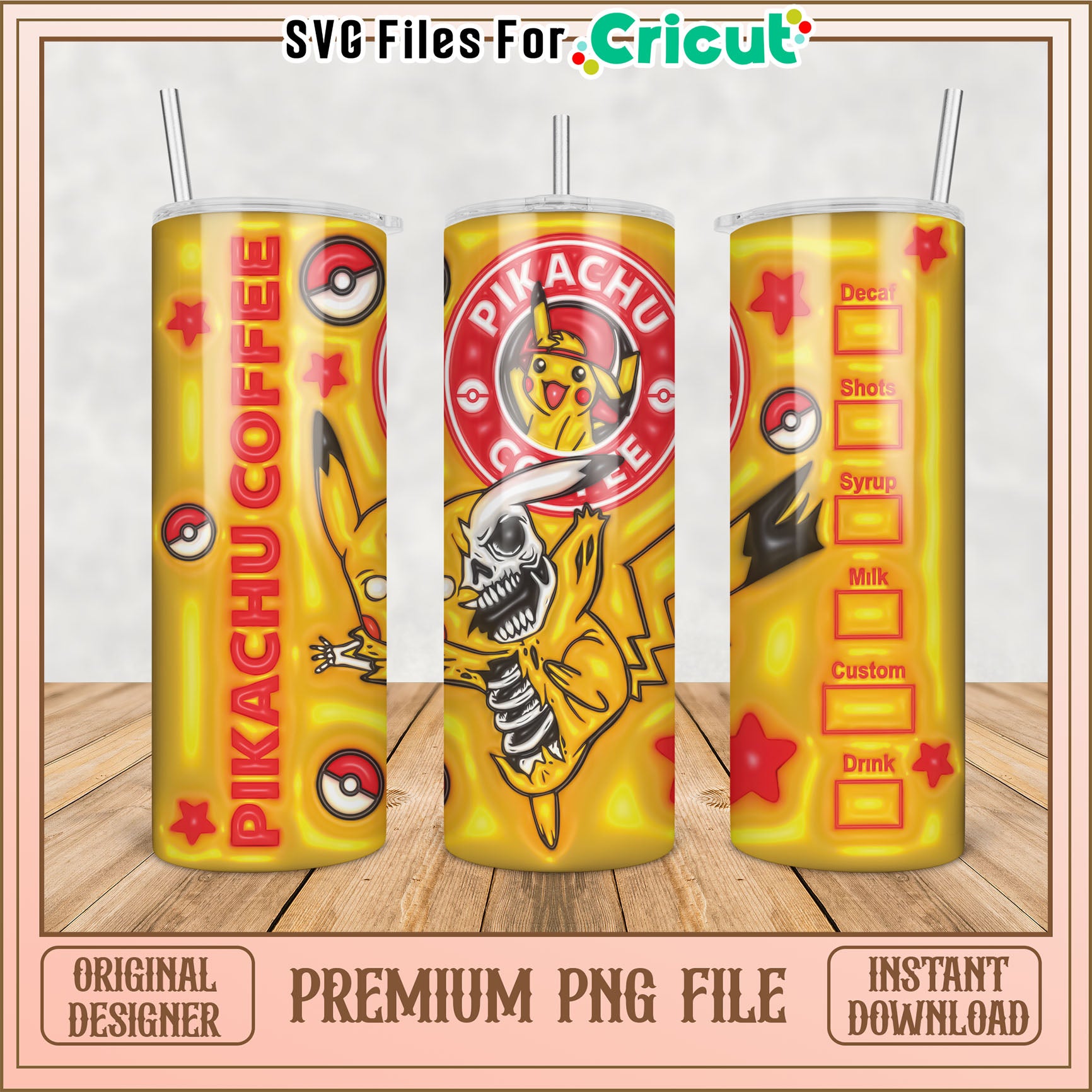 Pikachu Coffee Tumbler PNG