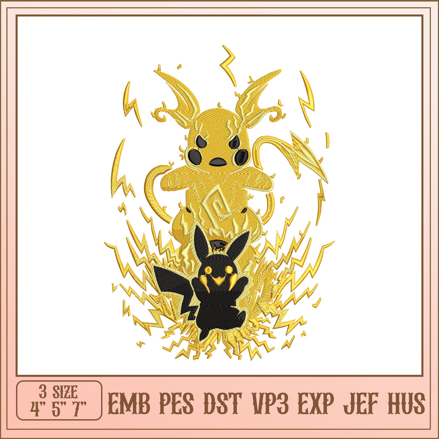 Pikachu Embroidery Design - 3 Sizes