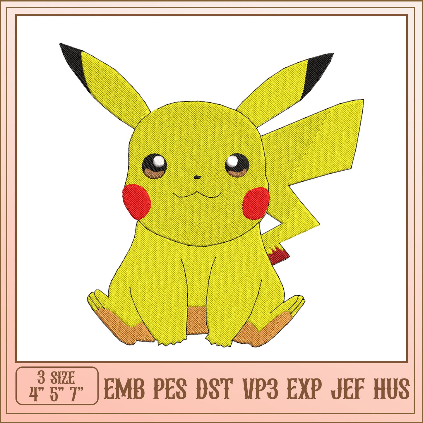 Pikachu Embroidery Design - EMB PES DST