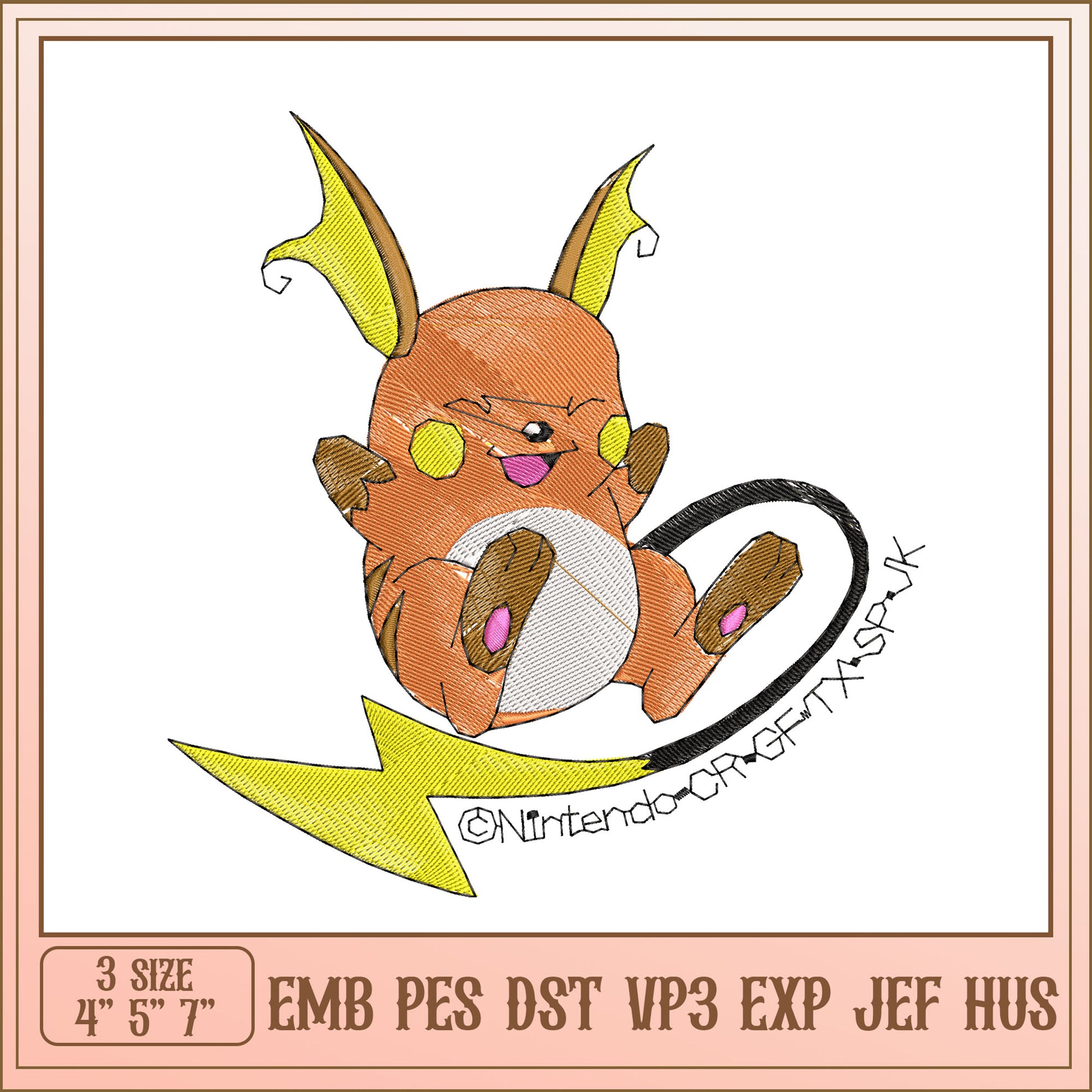 Pikachu Embroidery Design - EMB PES DST VP3