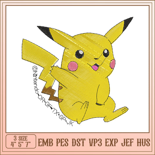 Pikachu Embroidery Design - EMB, PES, DST