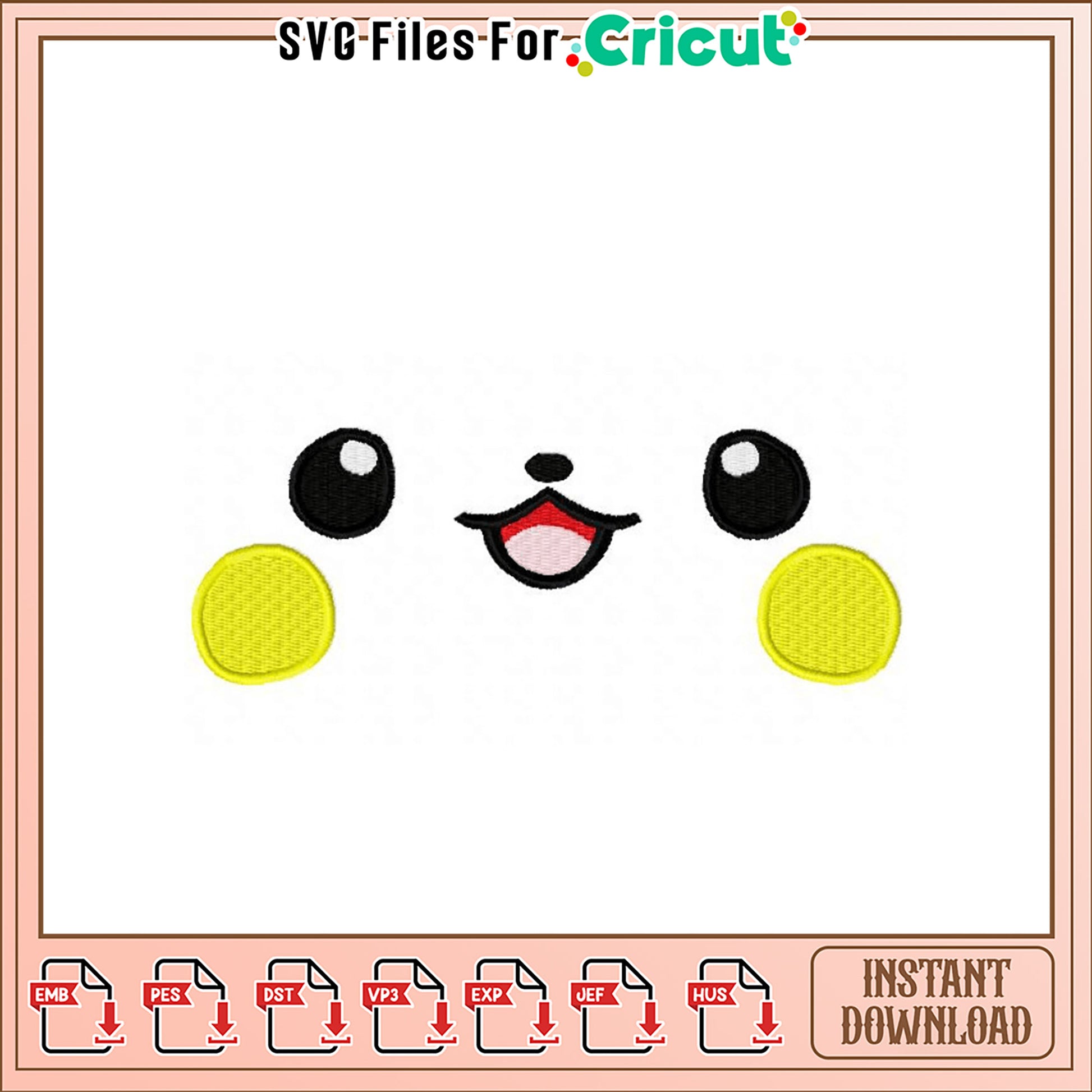 Pikachu Embroidery Design Instant Download