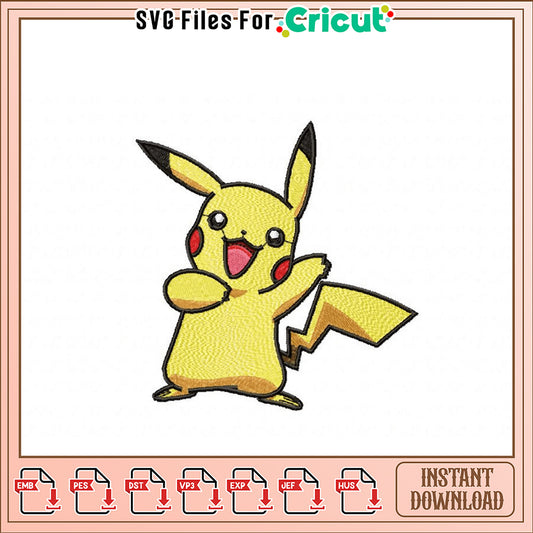 Pikachu Embroidery Design for Instant Download File