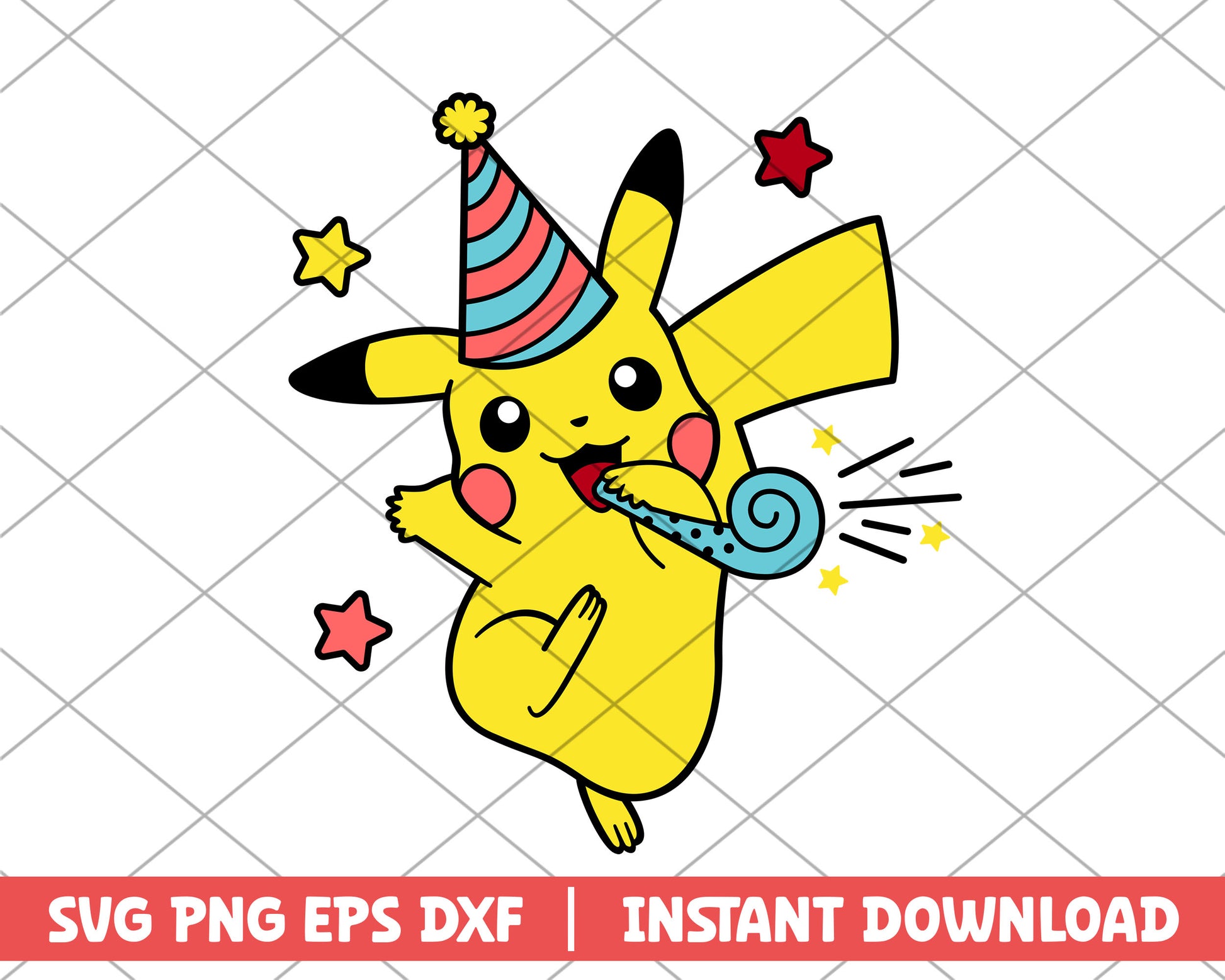 Pikachu birthday cartoon svg