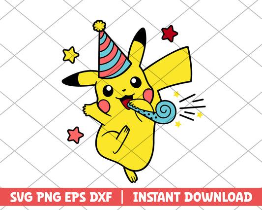 Pikachu birthday cartoon svg