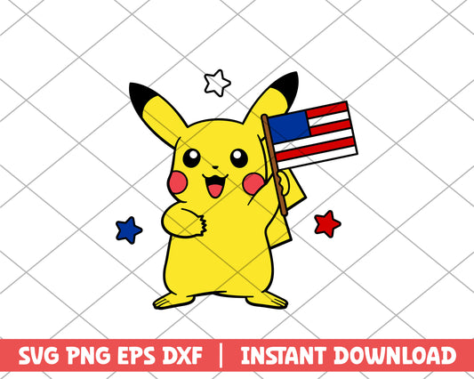 Pikachu patriotic cartoon svg