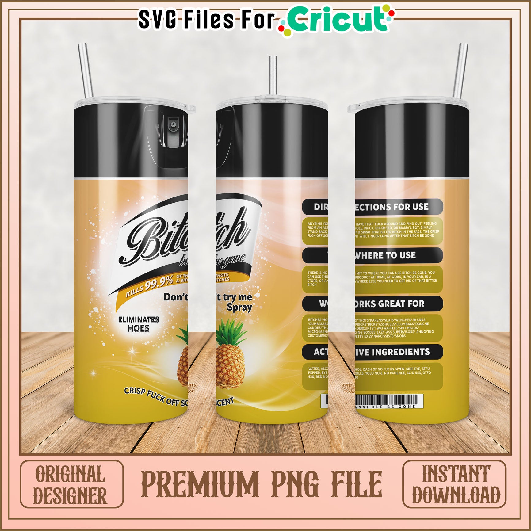 Pineapple Tumbler PNG Design