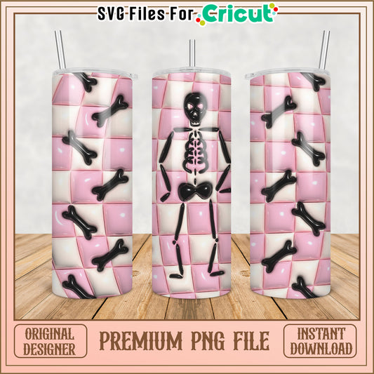 Pink Bones Skeleton Tumbler PNG